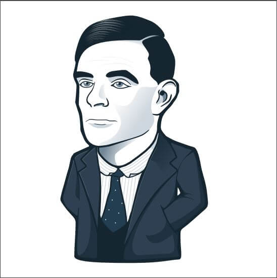 A drawing of Alan Turing